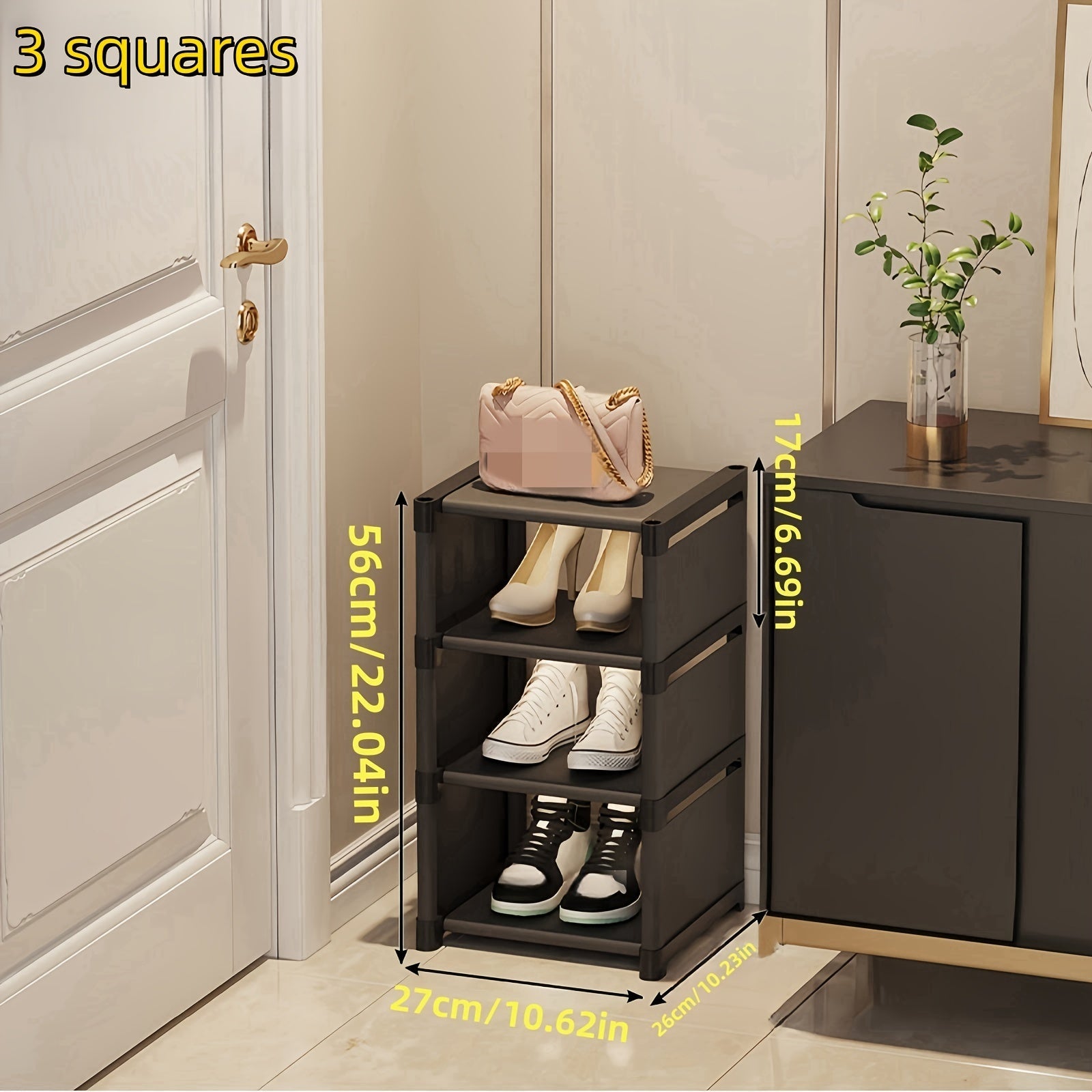 Multi-Tier Fabric Shoe Rack with Metal Frame Space-Saving Storage for Entryway Bedroom Hallway