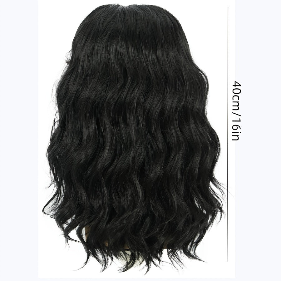 Black Long Fluffy Curly Wig for Men, Casual Party Halloween Cosplay