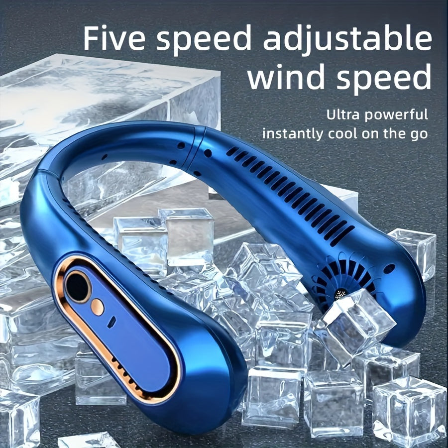 Portable Neck Hanging Fan USB Rechargeable Adjustable Wind Speed for Outdoor Travel