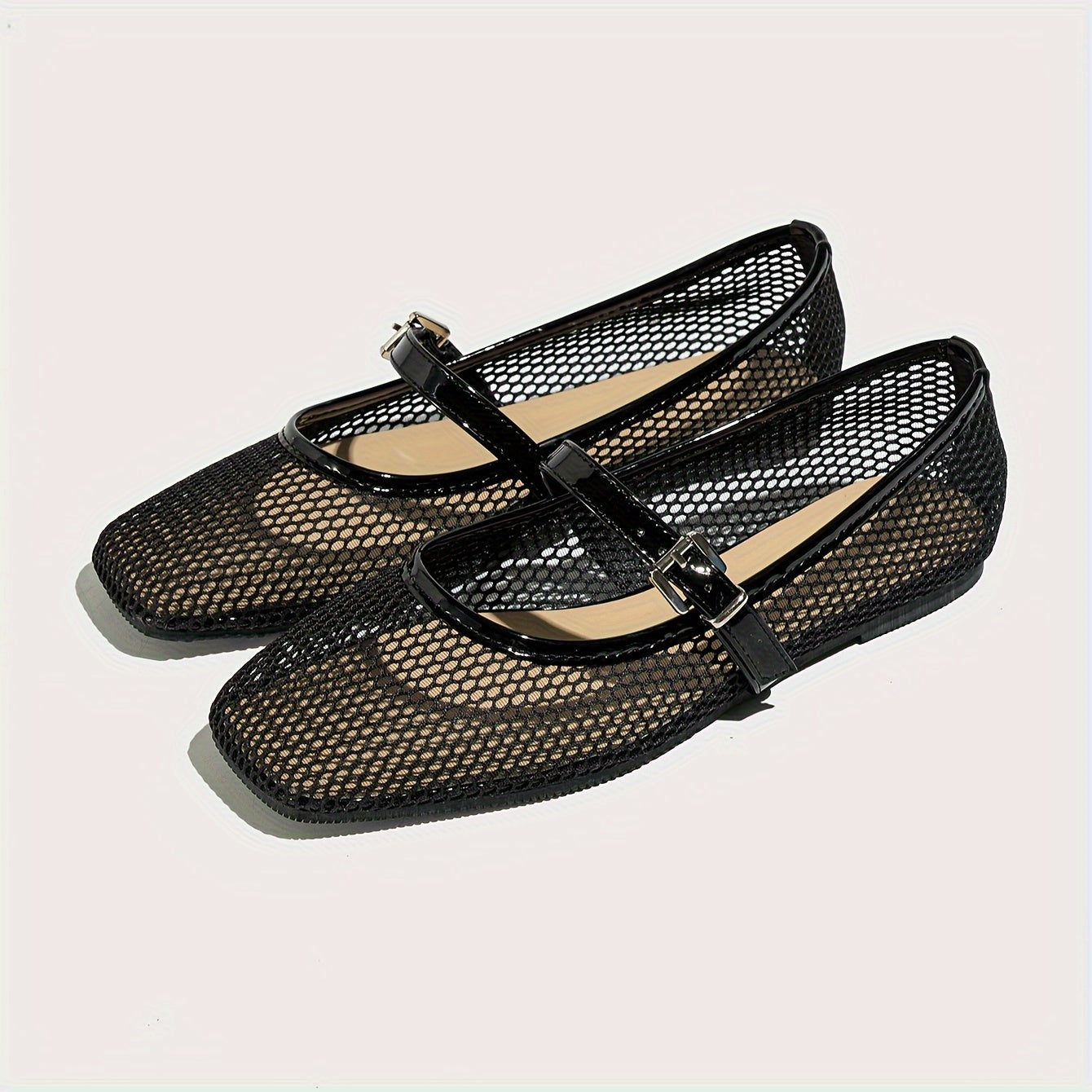 Women's Breathable Fabric Mary Jane Flat Shoes with Ankle Strap in Multiple Colors