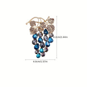 Elegant Grape Cluster Brooch Pin Rhinestone Alloy Fruit Shape Jewelry for Coats Dresses