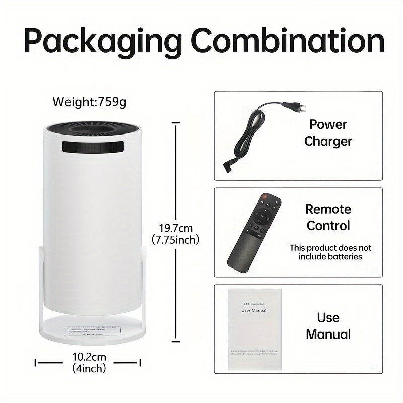 Мини портативный HD-проектор с регулируемым углом 180° и коррекцией трапеции