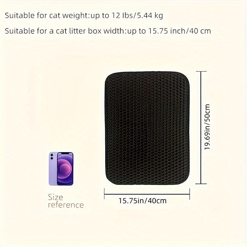 Large Gray and Black Cat Litter Mat Waterproof Non-Slip Honeycomb Double Layer EVA