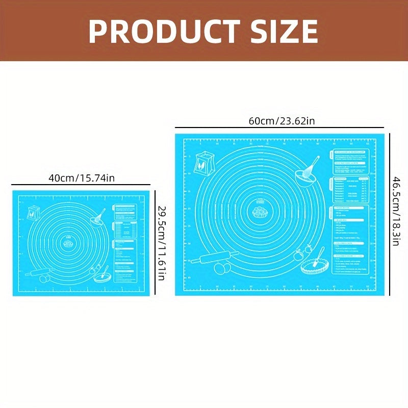 One-Piece EVA Baking Mat Set for Rolling Dough Non-Stick Pastry Mat with Measurements for Pizza Cake Baking Washable Durable Kitchen Accessory for Holidays