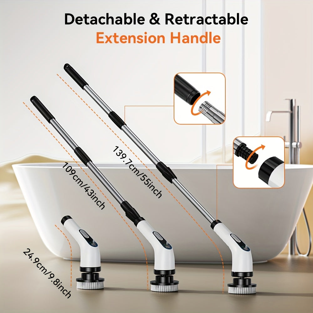 9 ta cho'tka boshli simsiz elektr spin scrubber hammom va avtomobilni tozalash uchun