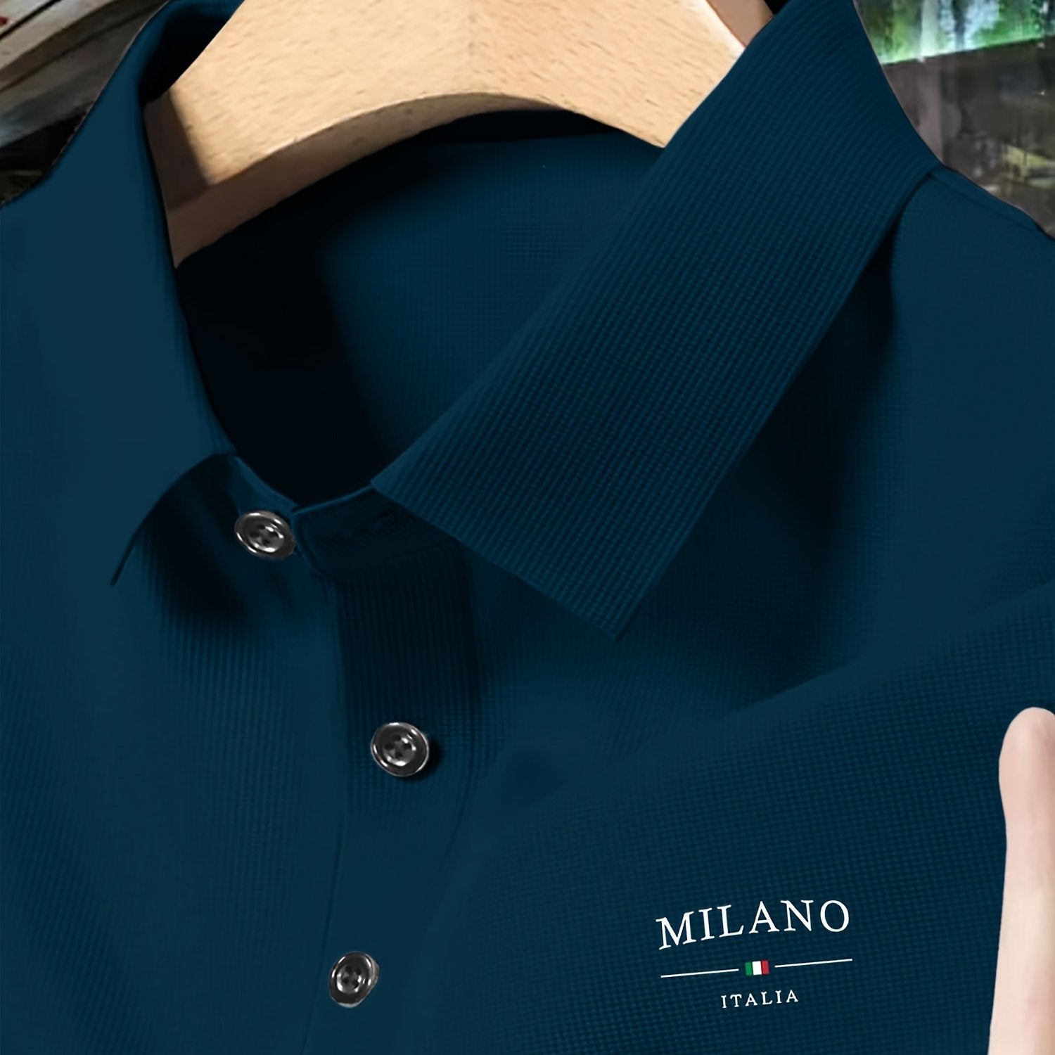 Men's Dark Gray Waffle Knit Short Sleeve Shirt with Button Collar for Summer Business Casual