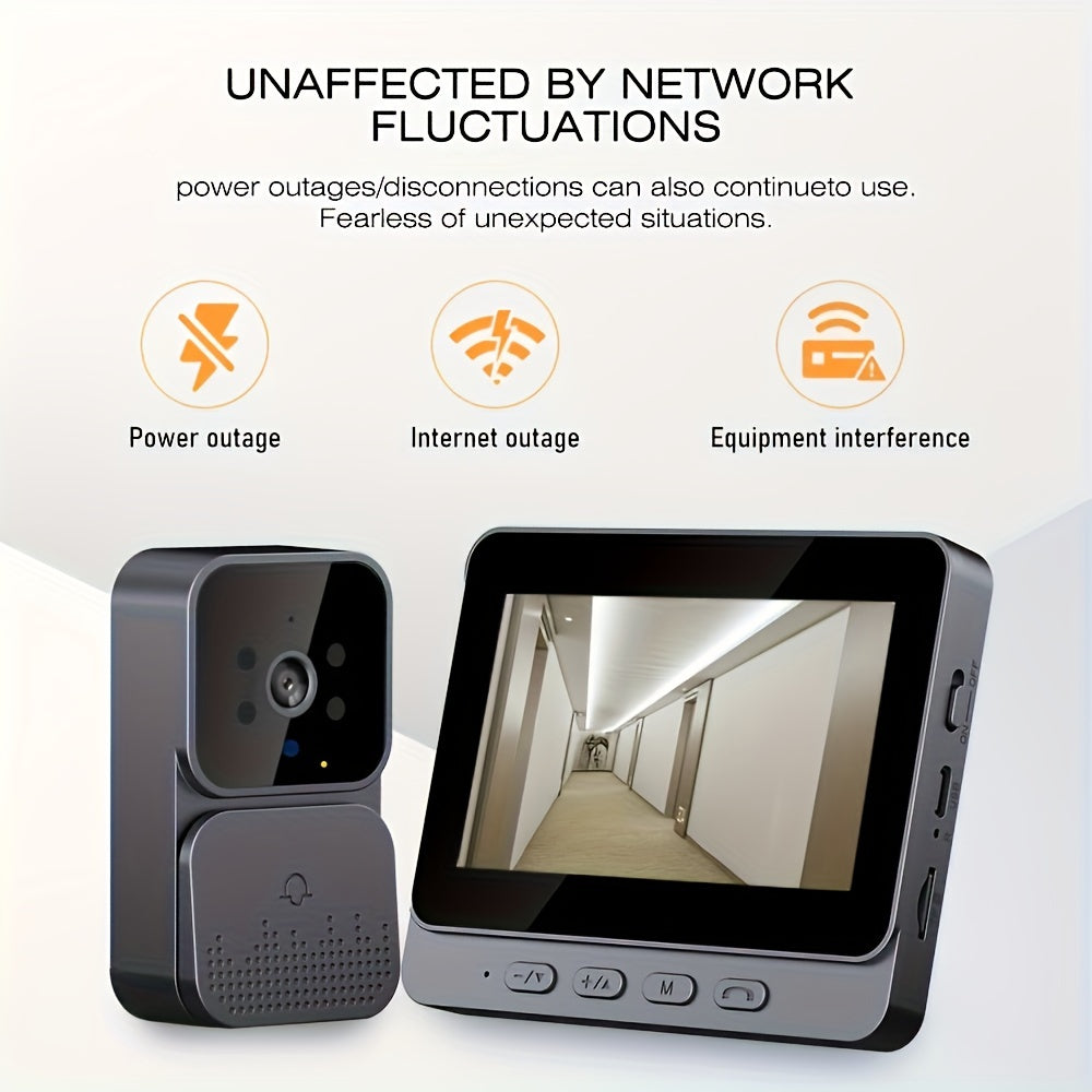 Wireless Video Doorbell with 10.92 cm Screen Infrared Night Vision Two-Way Audio Long Battery Life