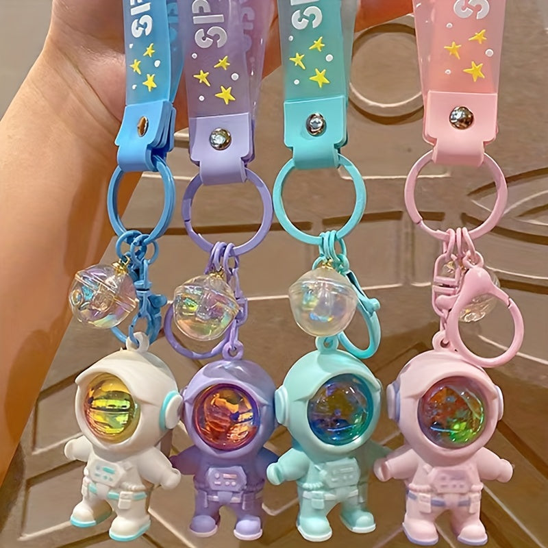 Space Astronaut Keychain for Car Keys Pendant with Sunset Light Woman Jewelry