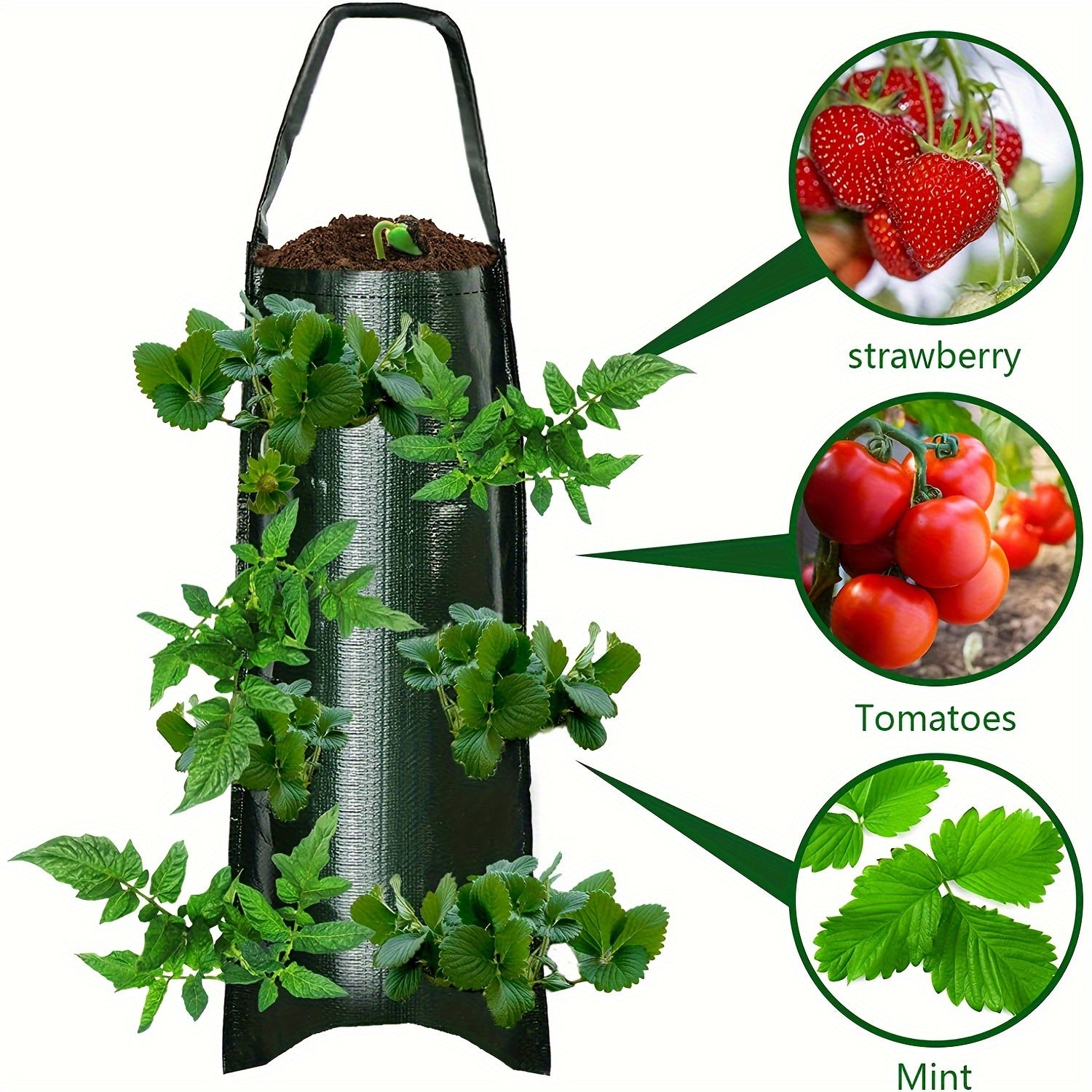 Vertical Hanging Planter Bag for Herbs and Vegetables 59.94cm Green Non-Woven