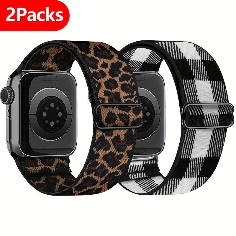 Leopard Print Nylon Watch Band for Apple Watch Series 1-7 and SE 38mm-45mm Adjustable Breathable Lightweight Men Women