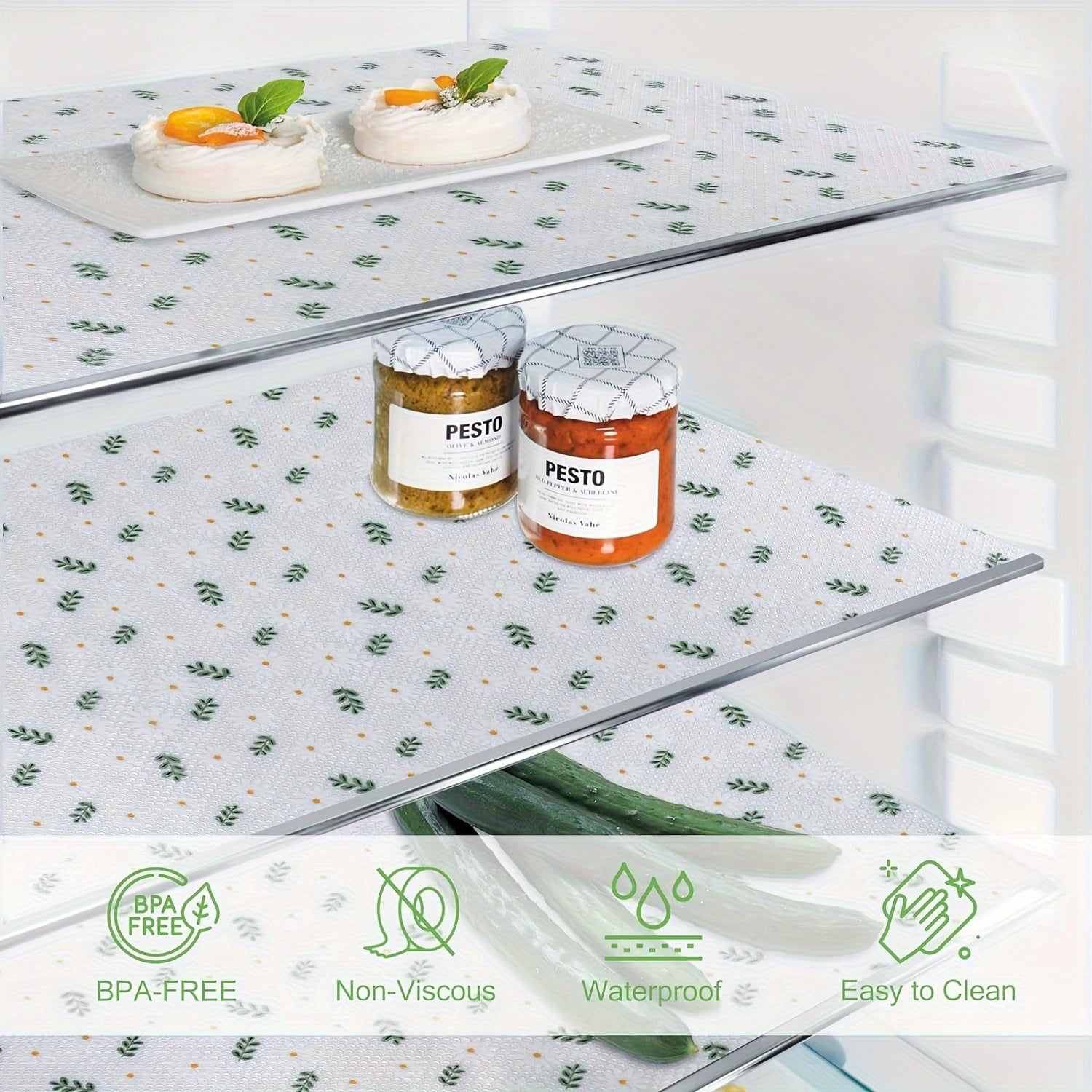Daisy Pattern EVA Shelf Liner Waterproof Non-Slip Transparent for Kitchen Cabinets Drawers