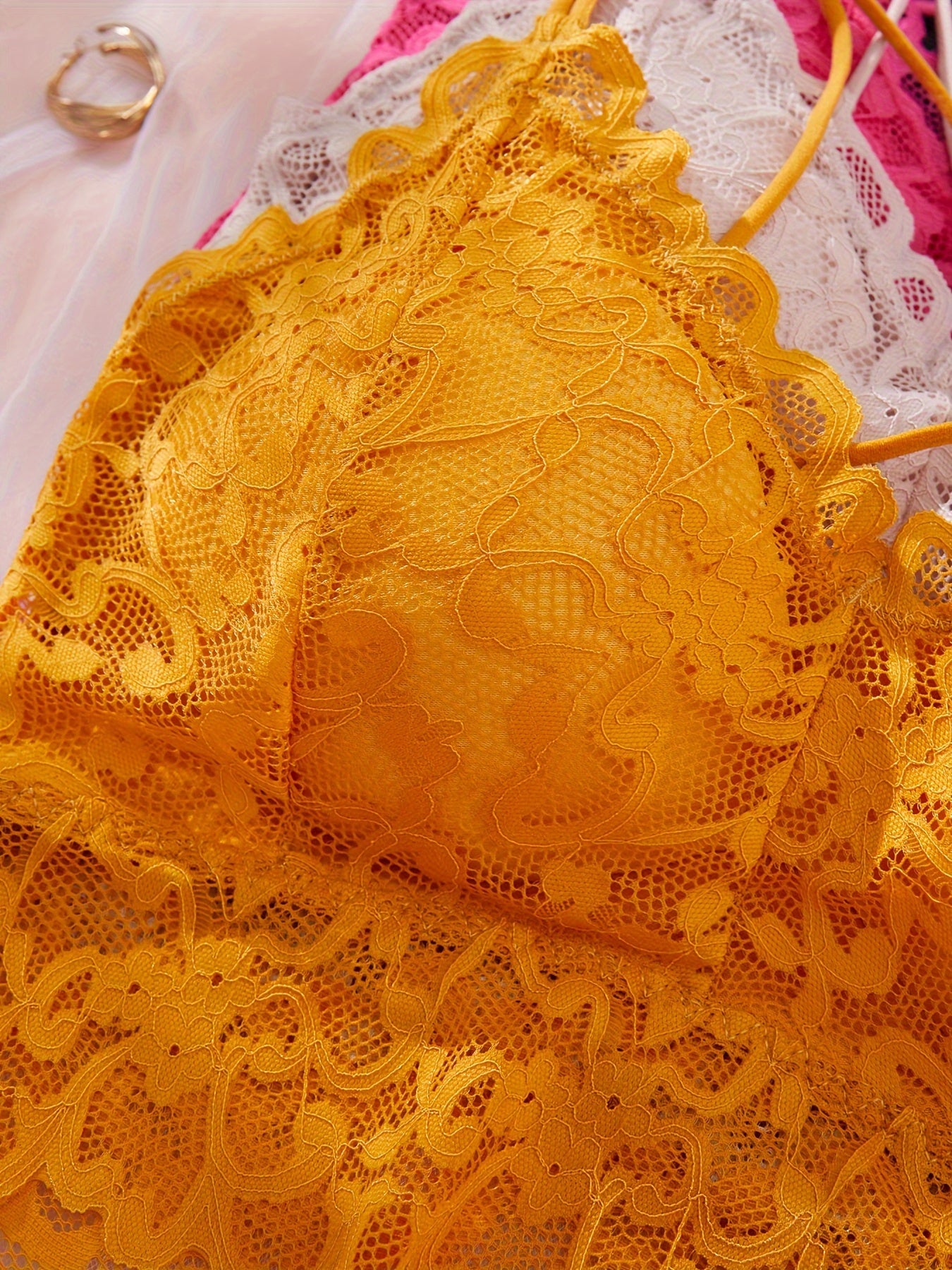 Women’s Lace Lingerie Set 4-Pack Padded Bralette and Boyshorts Solid Color