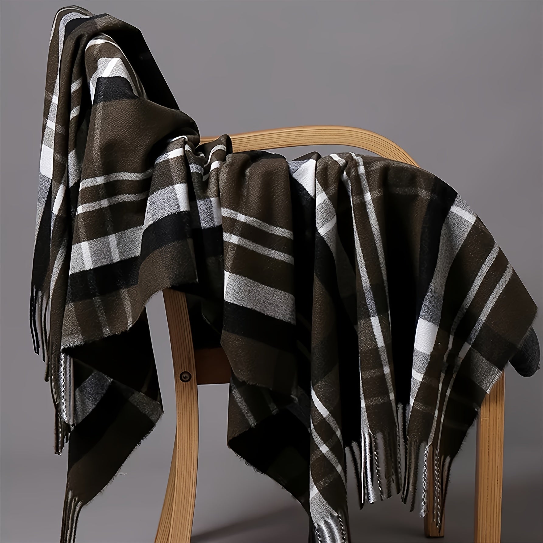 Enlarged Plaid Scarf 200cm x 70cm Warm Unisex Shawl for Autumn Winter