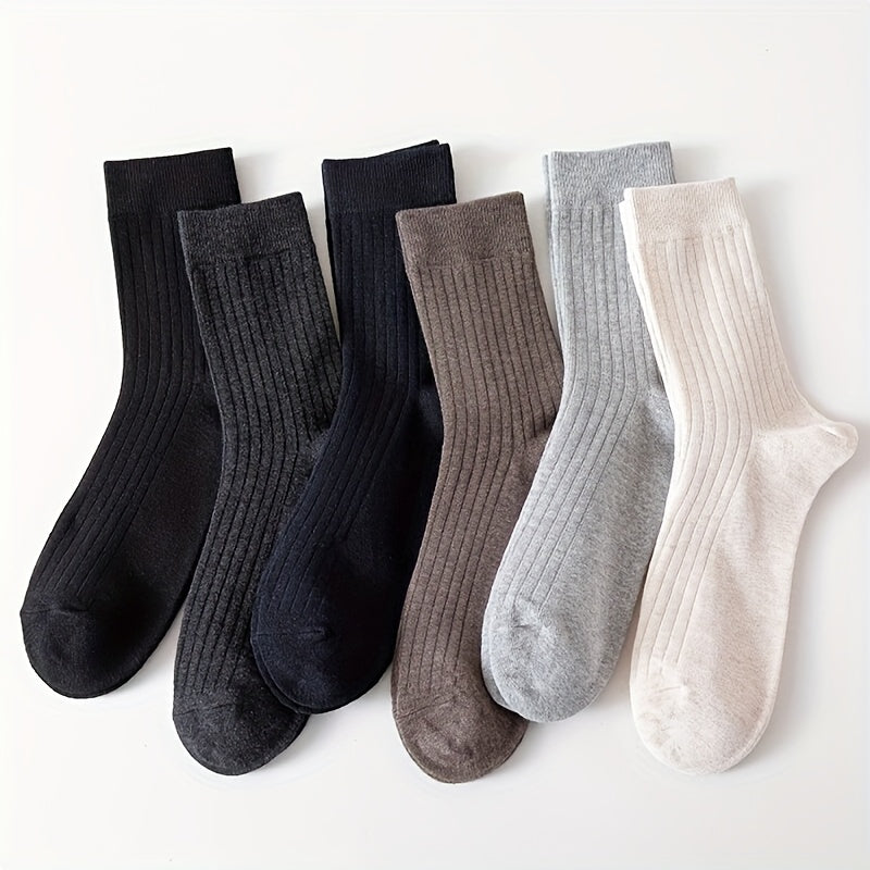 Men's Mid-Calf Socks 5 Pairs Breathable Sweat-Absorbing Black All-Season