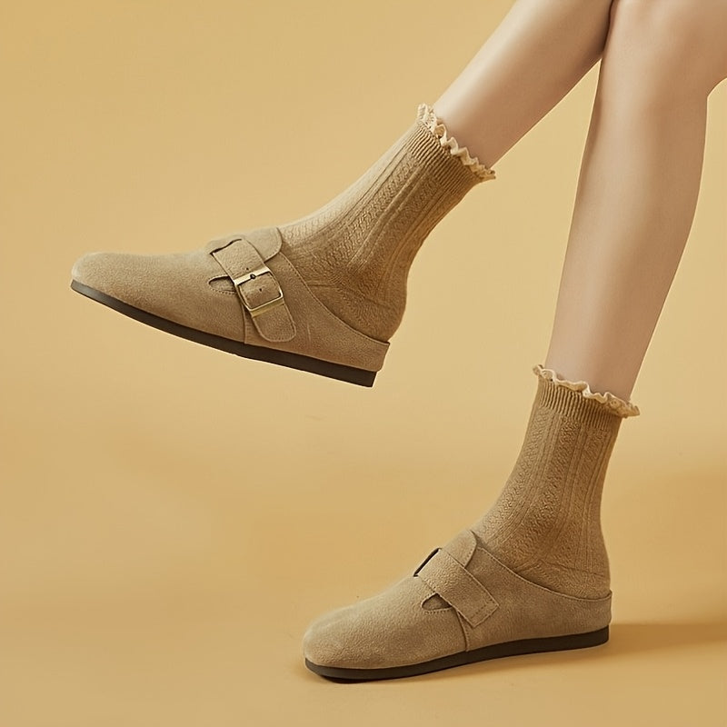 Women's Soft Slippers Flat Shoes with Shock-Absorbing Cushion and PU Cover