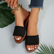 Women's Casual Open Toe Flat Sandals Fabric Non-Slip Rubber Sole