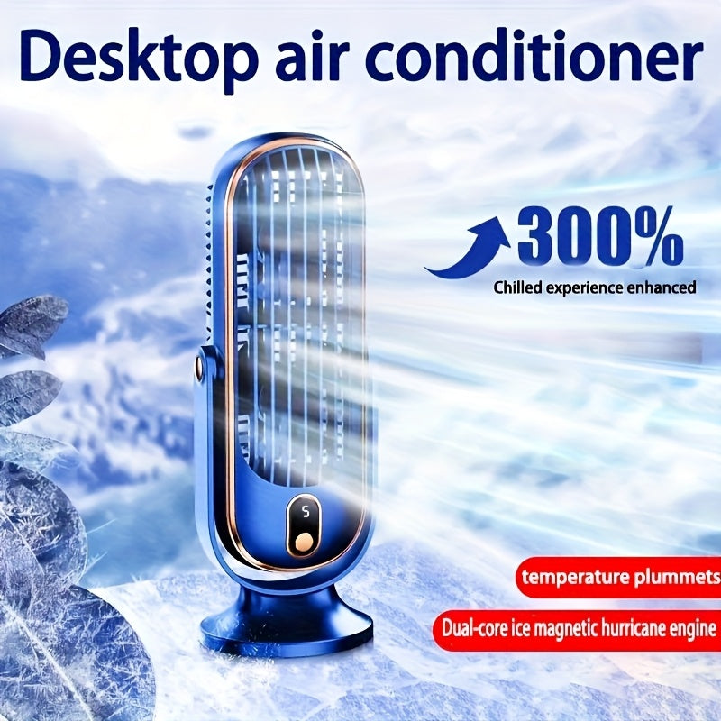 USB-Powered Desktop Fan with 1200mAh Battery, Digital Display, 5-Speed Control for Office Travel Camping