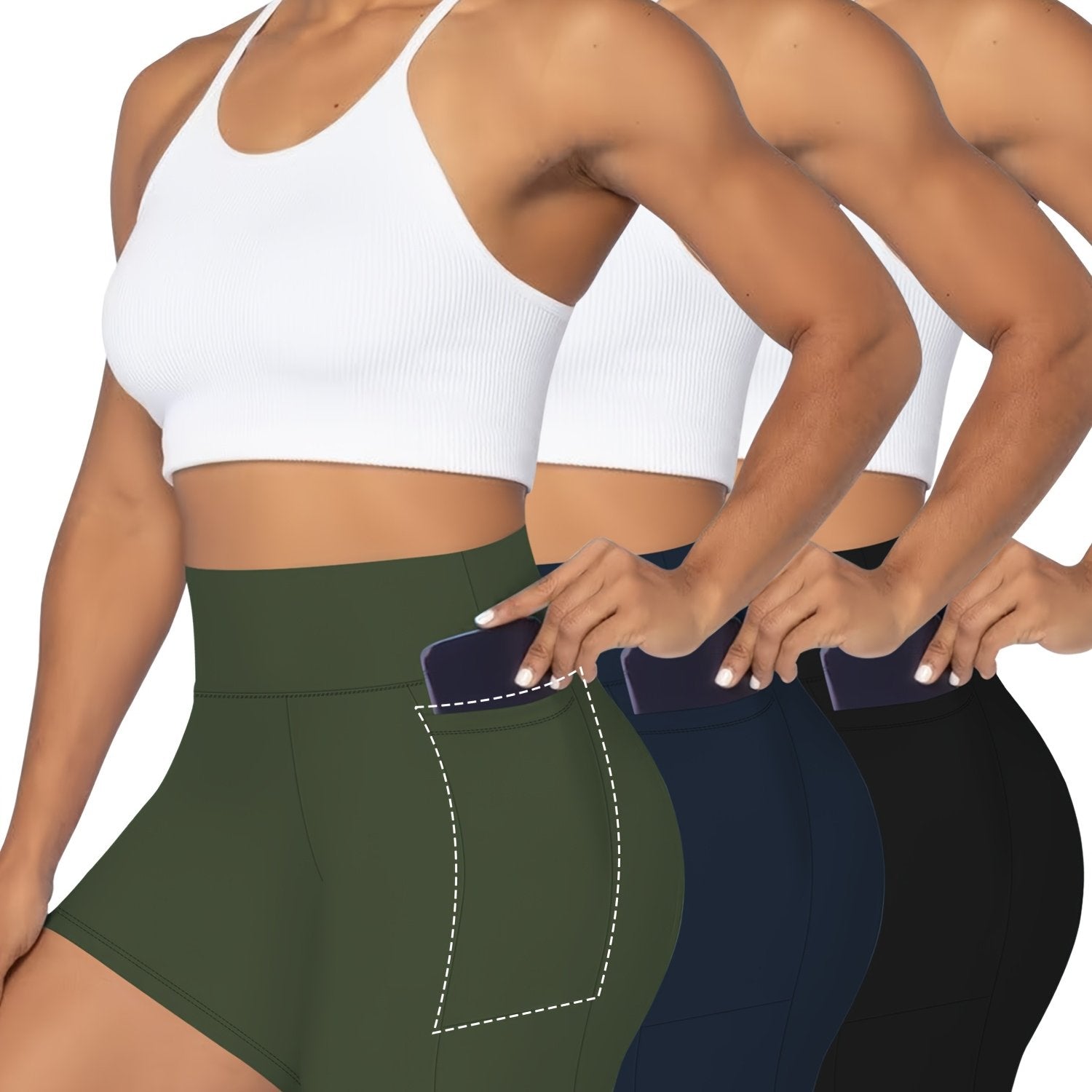 Plus-Size ayollar uchun yuqori belli, popo ko'taruvchi shortlar, bir rangli yozgi shakllantiruvchi kiyim