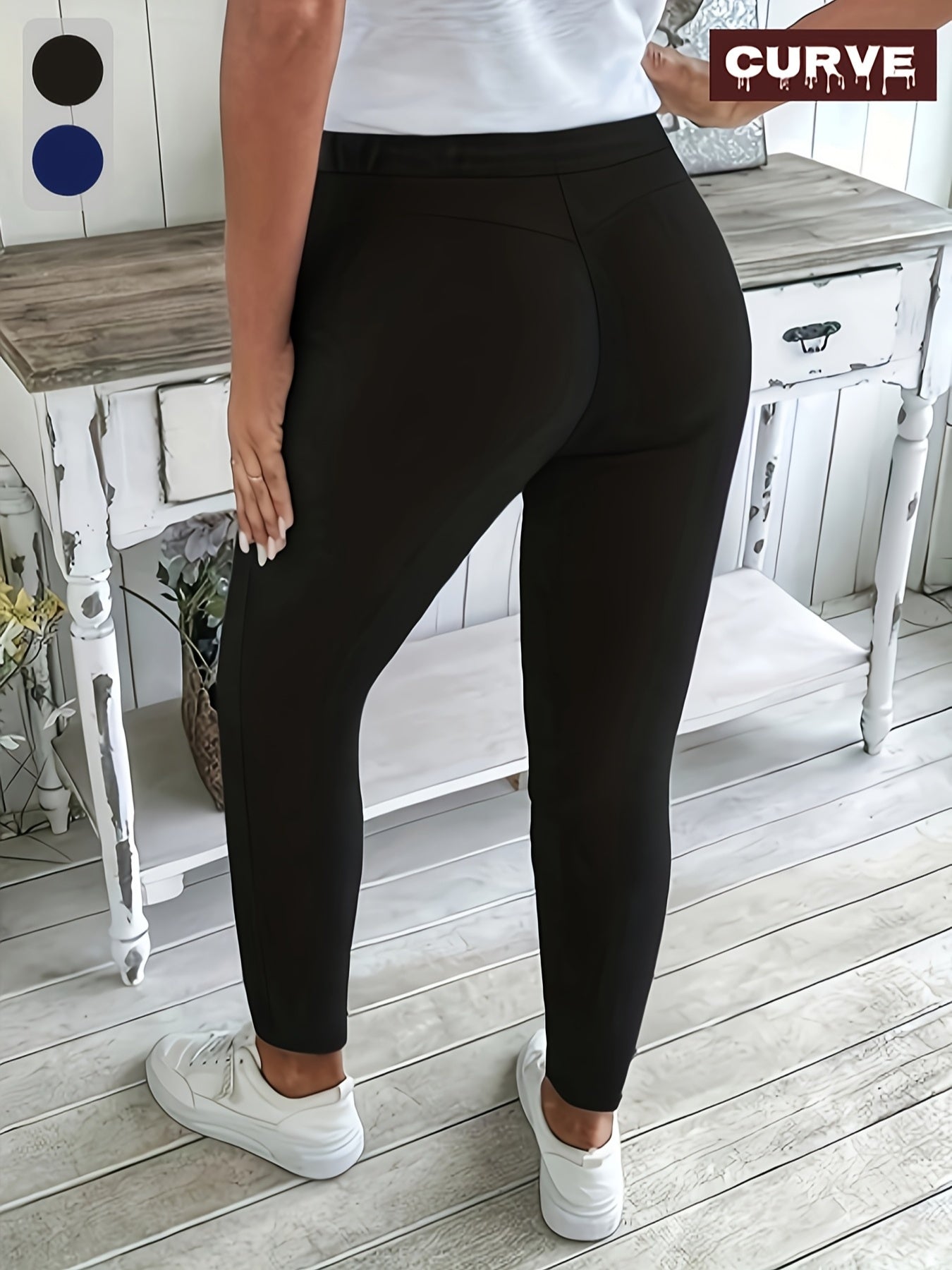 Plus Size Women’s Olive Green Straight Leg Pants with Drawstring Pockets