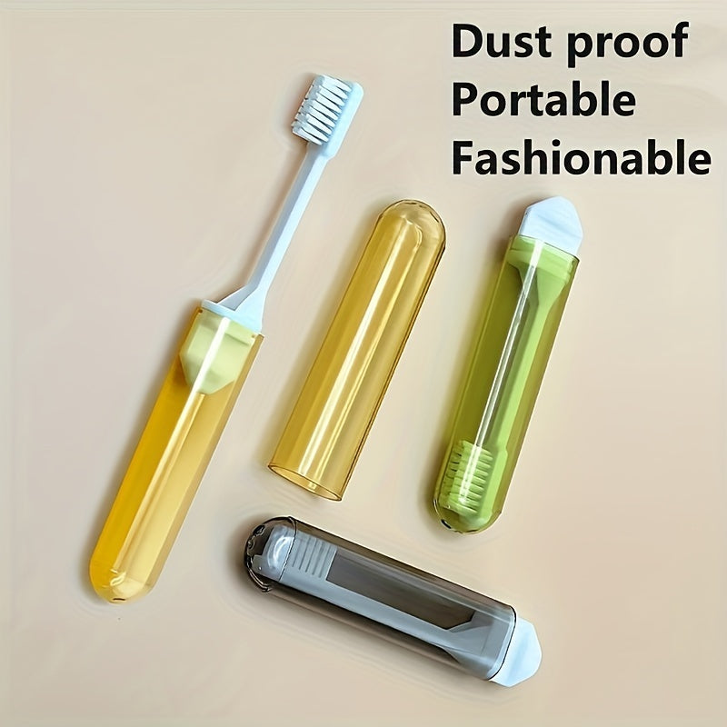 Portable Foldable Travel Toothbrush with Soft Bristles and Breathable Cap