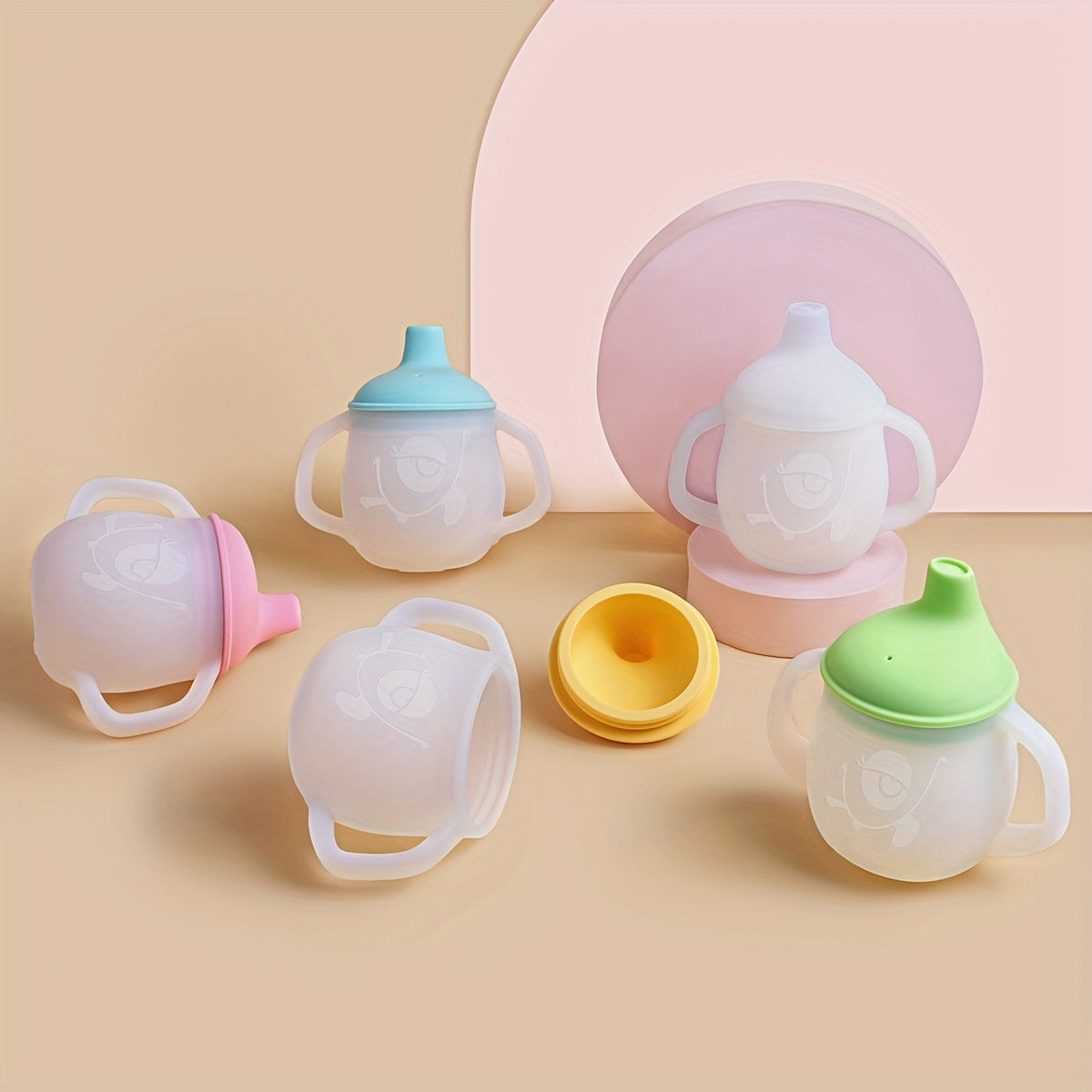 Kids Silicone Sippy Cup with Soft Spout and Easy-Grip Handles BPA-Free for Camping Milk Water