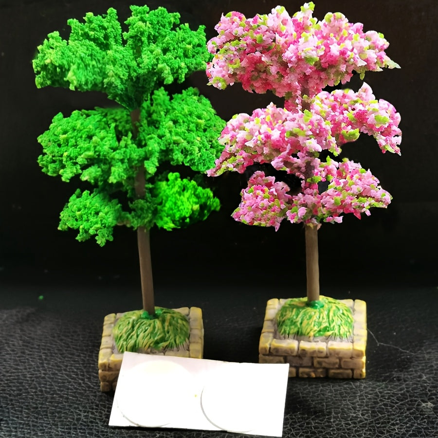 2 шт. миниатюрных искусственных цветочных деревьев из пластика для интерьера автомобиля/декора дома