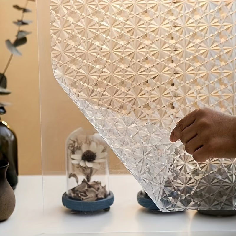 Decorative Diamond Pattern Privacy Glass Film 10mil PVC Static Cling for Home Office