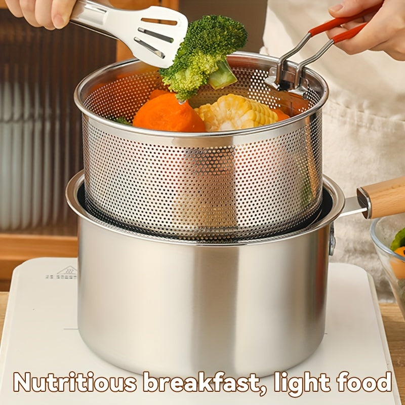 Stainless Steel Deep Fryer with Basket for Fish and Fries Camping Induction Compatible