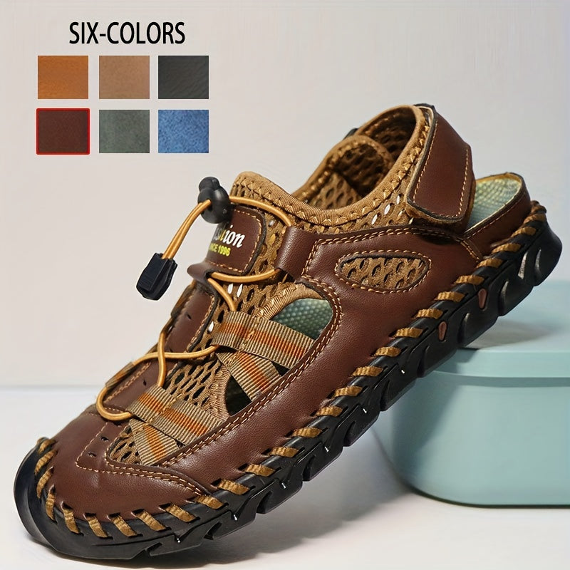 Men's Mesh Sandals with Adjustable Drawstring for Outdoor Casual Walking