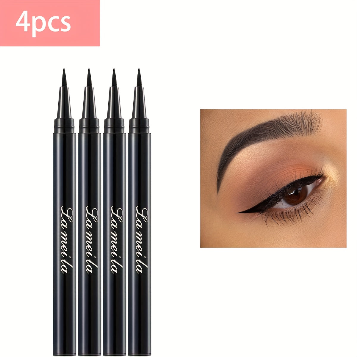 Black Liquid Eyeliner Pen for Women Waterproof Smudge-Proof Long-Lasting