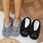 Women's Plush Cartoon Cat Slippers Non-Slip Indoor Casual Footwear