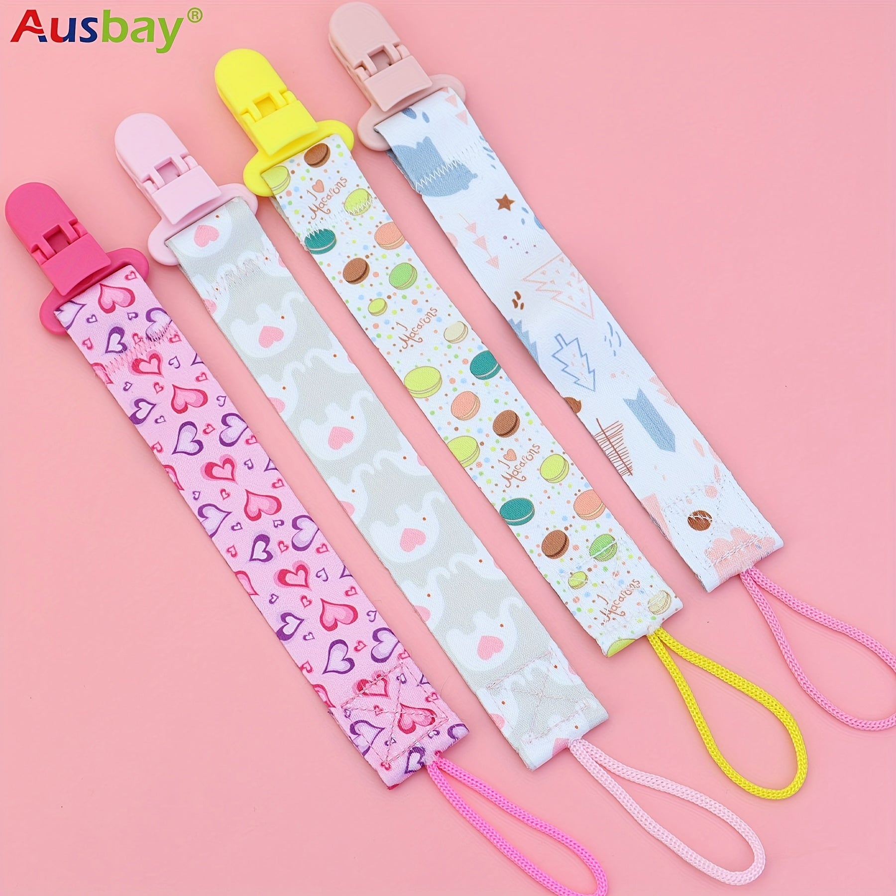Juego de 4 clips personalizados para chupetes de bebé para niños y niñas, sujetachupetes universales