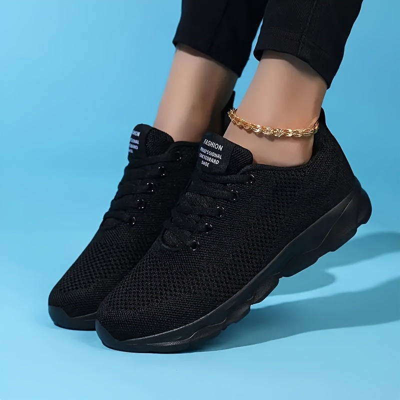 Women Breathable Mesh Knit Sneakers Allseason Casual Athletic Shoes Black White 35-44