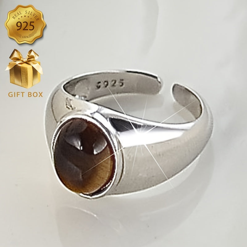 Zarif 925 sterling kumushda uslubli Tiger Eye tosh uzuk - gippoallergen, har kuni kiyish va sovg'a berish uchun ideal