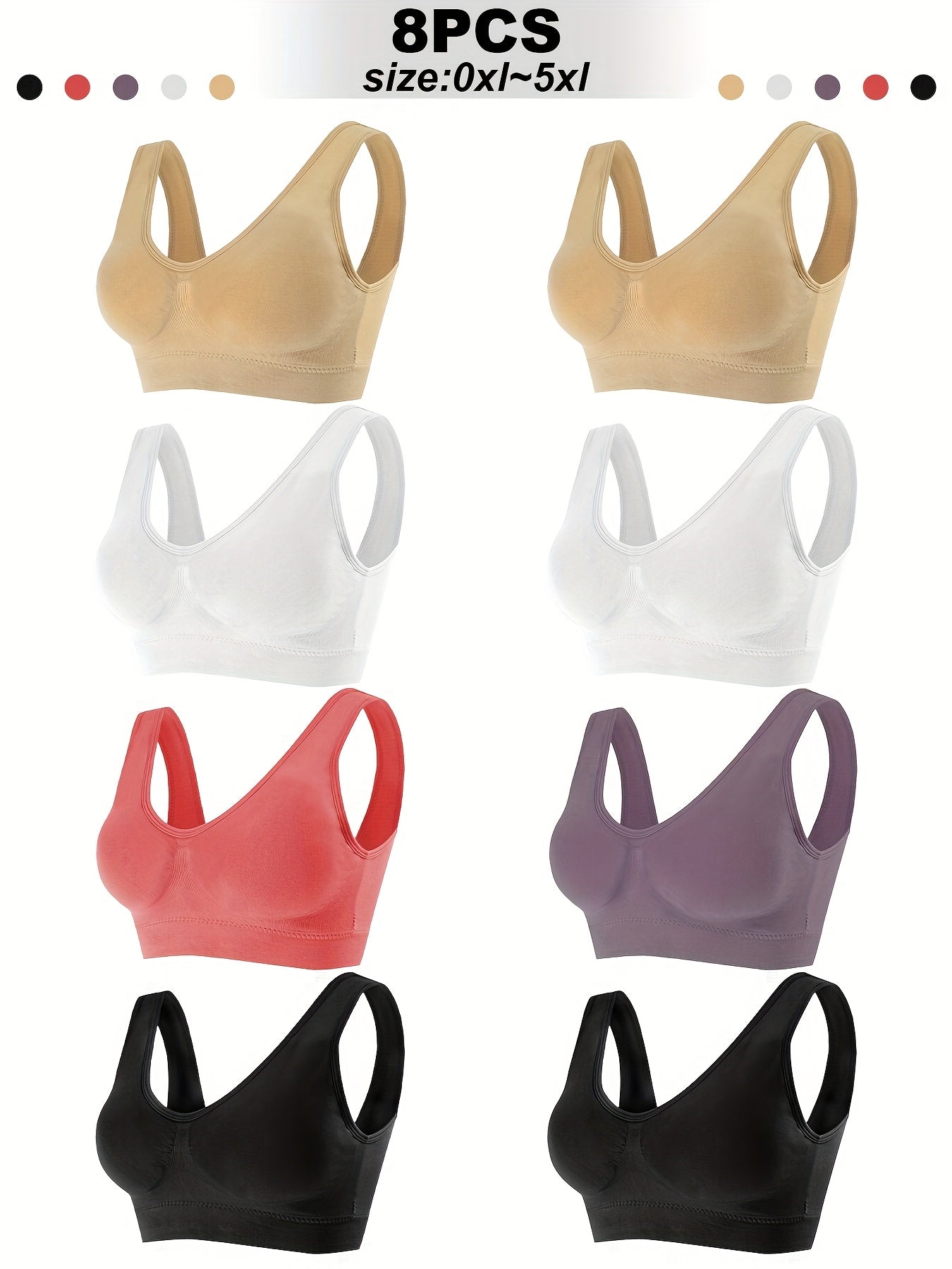 Plus-Size Wireless Sports Bra Seamless Cross-Back Removable Pads