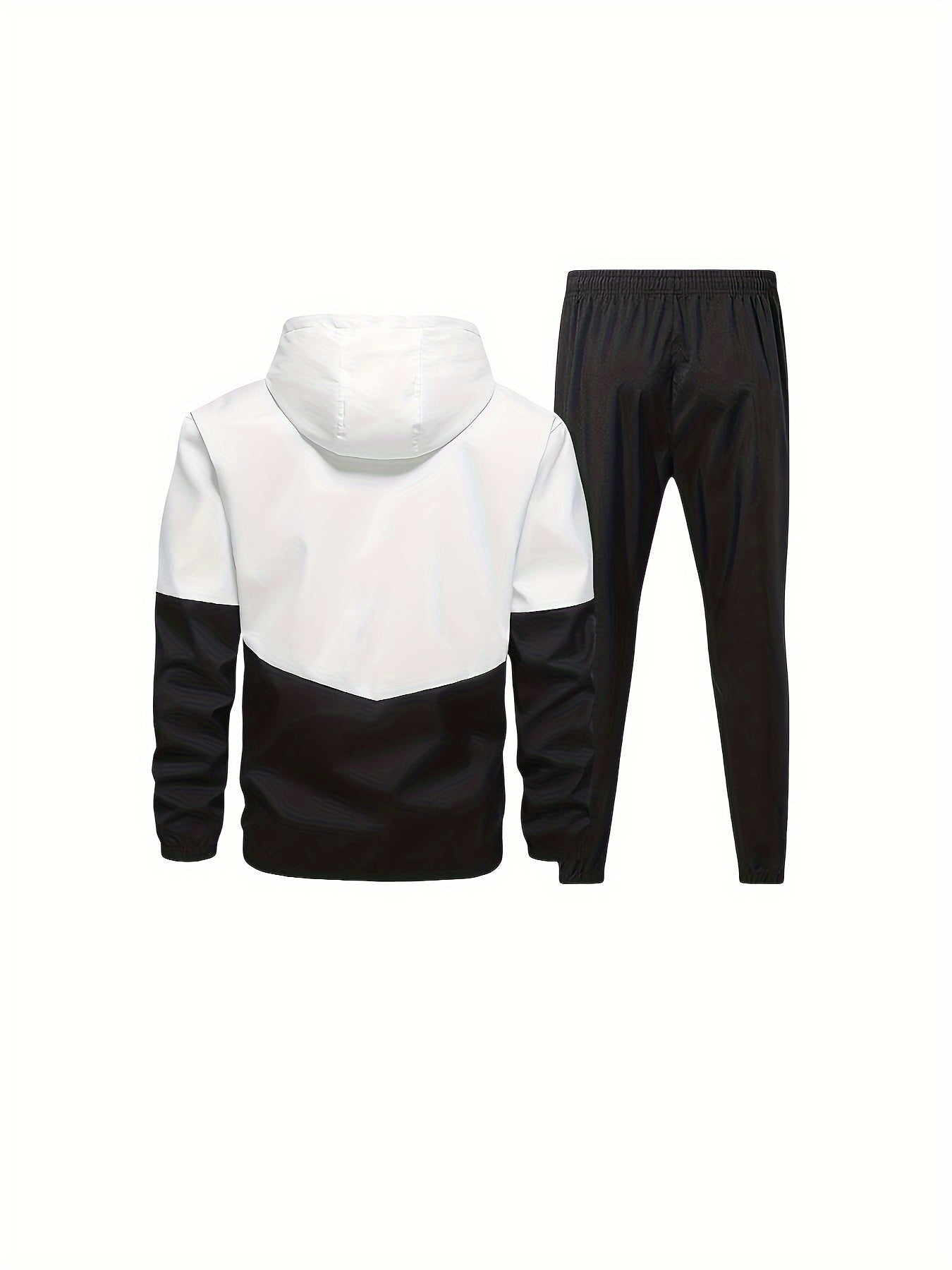 Men's Spring Fall Casual Sports Suit with Hooded Jacket and Pants Set