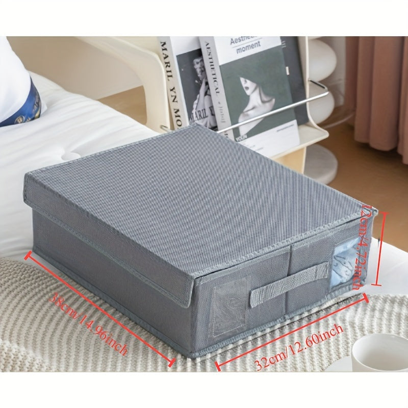 Juego de cuatro cajas de almacenamiento para sábanas de tela no tejida con tapas, organizadores para debajo de la cama y armario