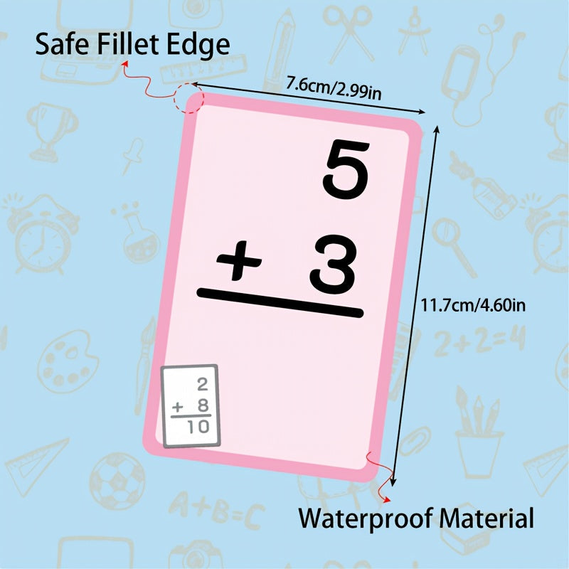 Conjunto de tarjetas educativas de matemáticas para niños de 2 años en adelante, con doble cara, suma, resta, multiplicación y división