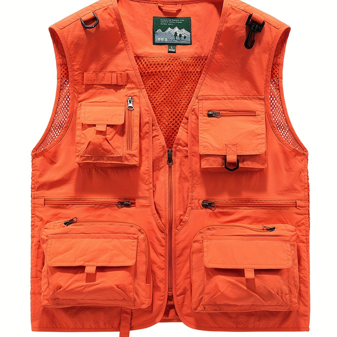Men's Nylon Cargo Vest with Zipper Pockets for Spring Summer Outdoor Activities