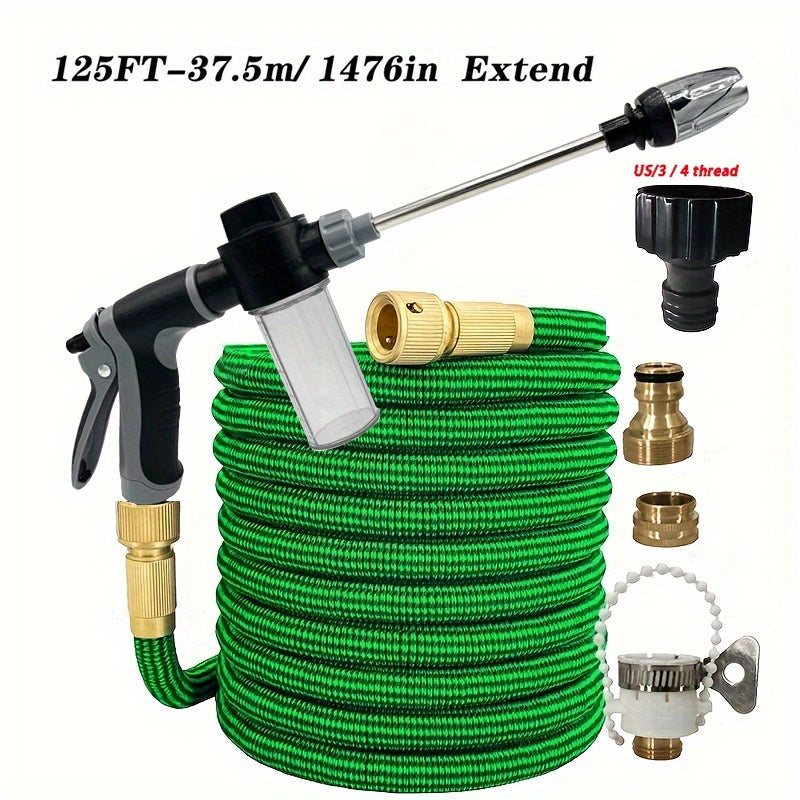 Портативный комплект распылителей для садового шланга с 7,62 м зеленым шлангом и несколькими насадками