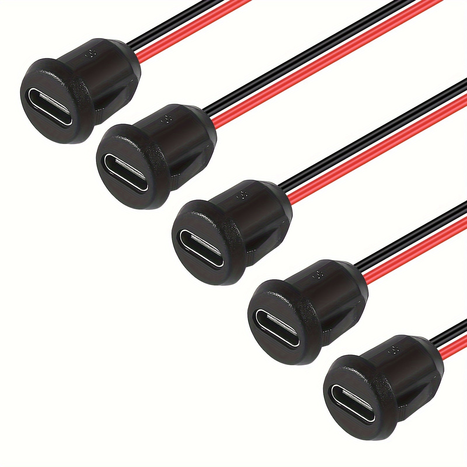 3pcs Black USB-C Female Charging Ports 12V Power Supply for RV Camping