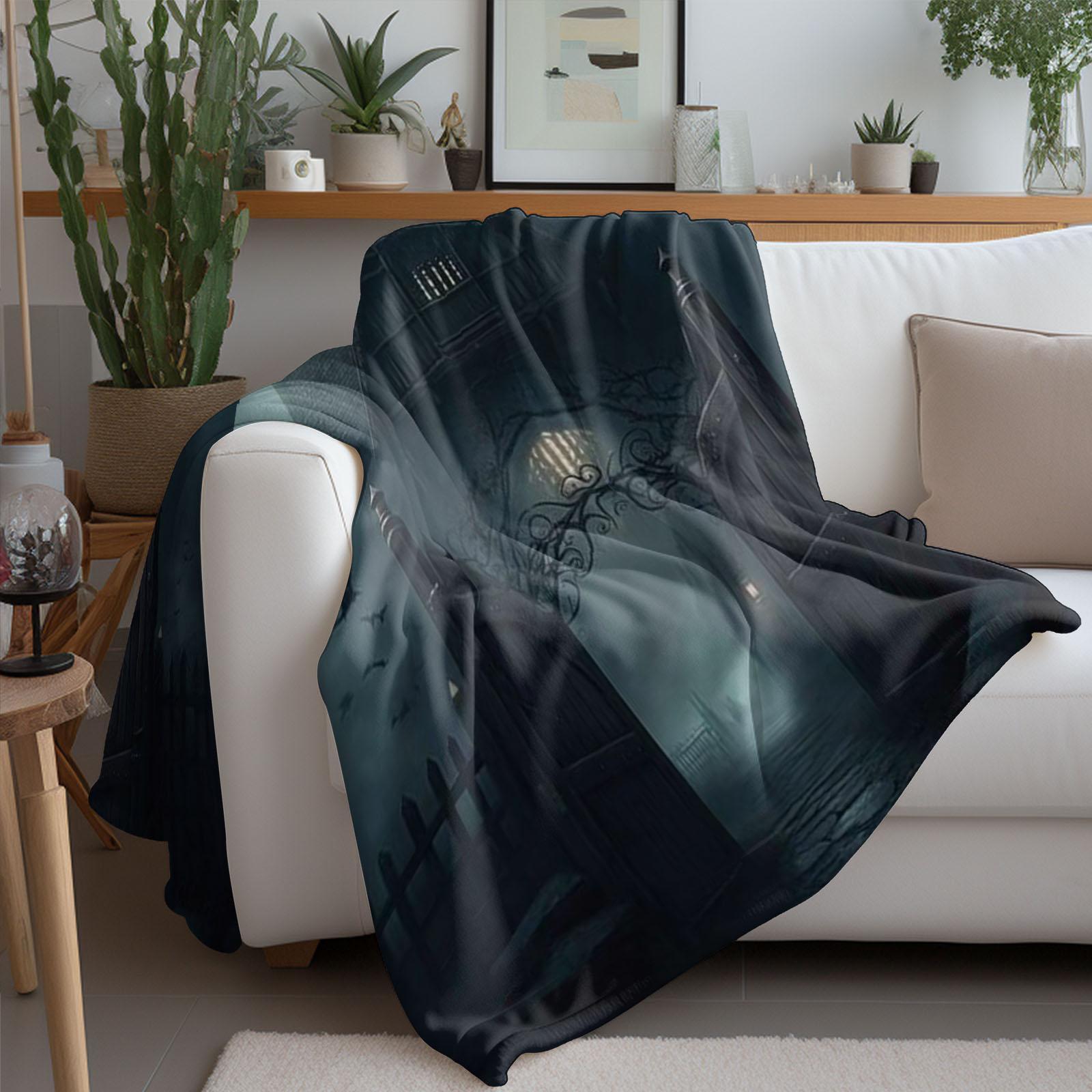 Electric Gothic Flannel Throw Blanket with Bold Print, Soft, Machine Washable