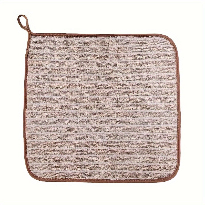 Set of 4 Bamboo Charcoal Striped Kitchen Towels Highly Absorbent Non-Oil Cleaning