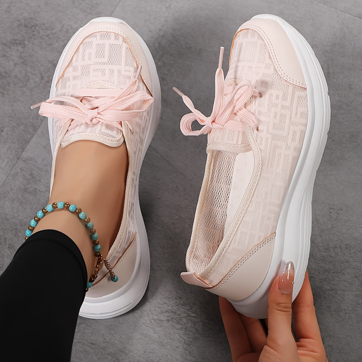 Women's Mesh Mary Jane Flats Round Toe Slip-On Shoes All Seasons