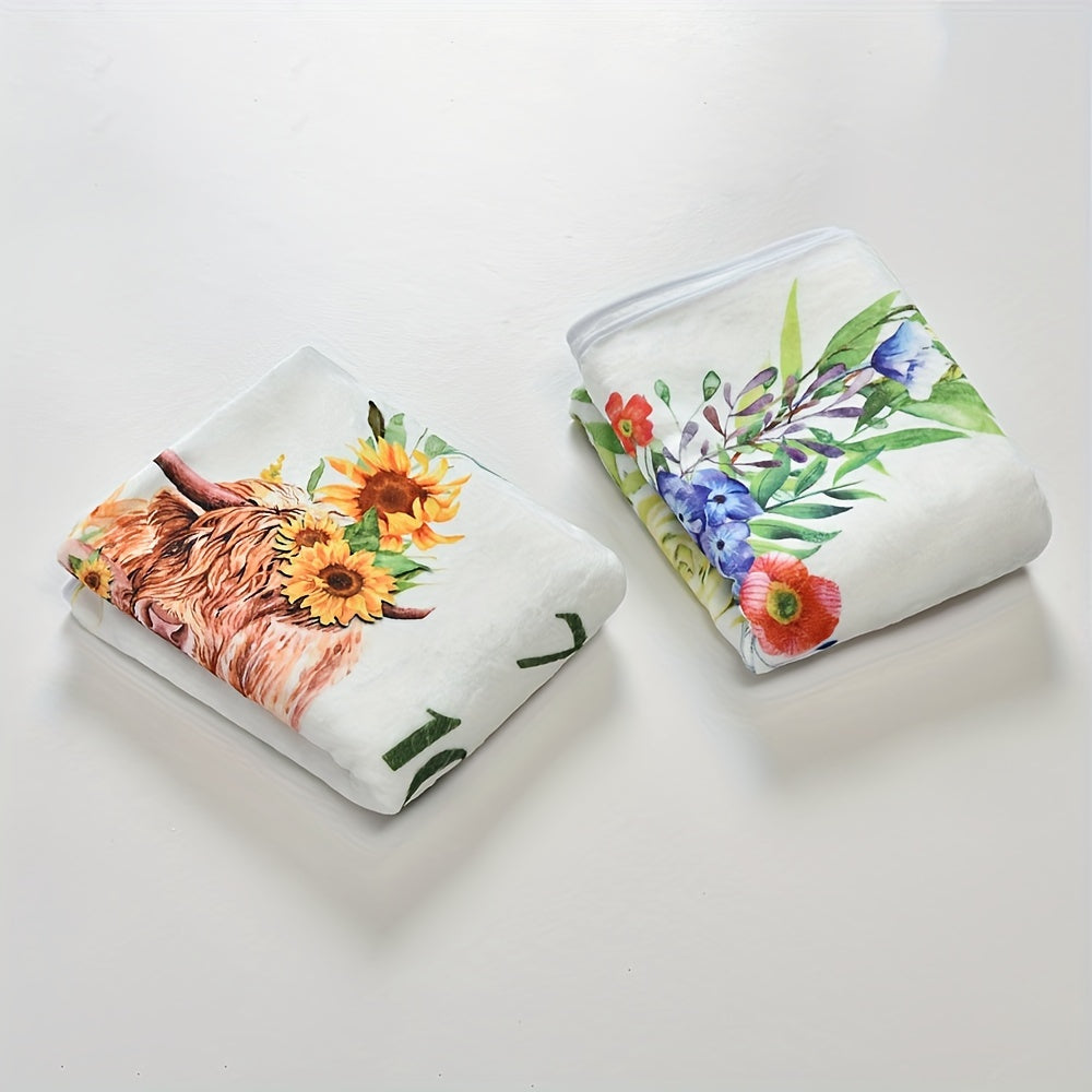 Baby Milestone Photo Blanket with Highland Sheep Print for Growth Memories