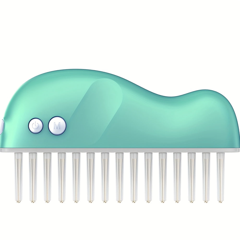 Portable Electric Scalp Massager Comb USB Rechargeable Head Relaxation Tool with Green Accents