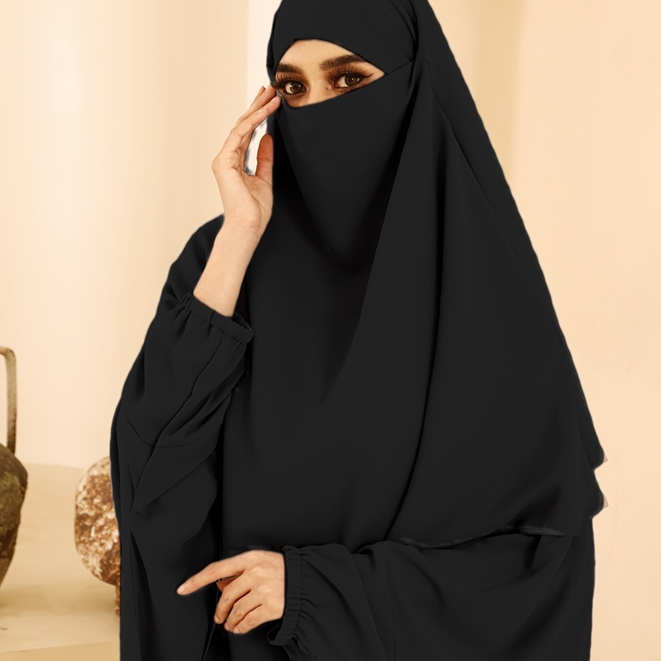 Plus o'lchamli ayollar uchun bir-biriga mos bo'lgan rangli ro'ba va kiyimlar to'plami Ramazon Islomiy namoz uchun