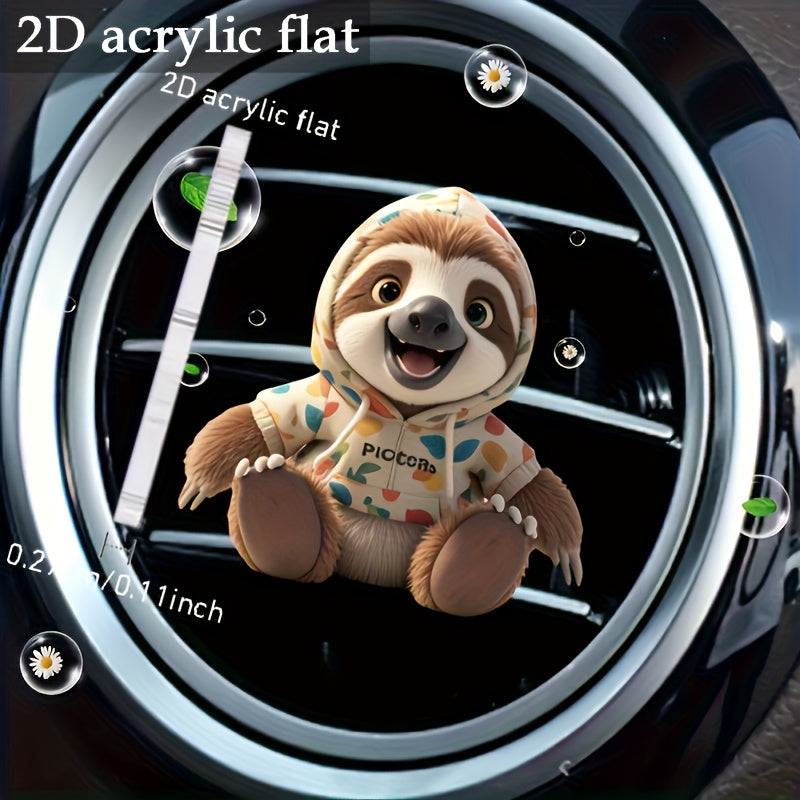 Cute 2D Flat Sloth Car Vent Clip Air Freshener with Aromatherapy Pads