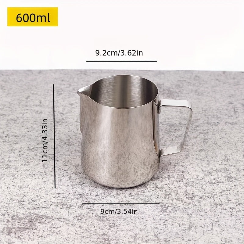 Stainless Steel Frothing Cup with Scale for Hot Milk and Foam, Pointed Spout