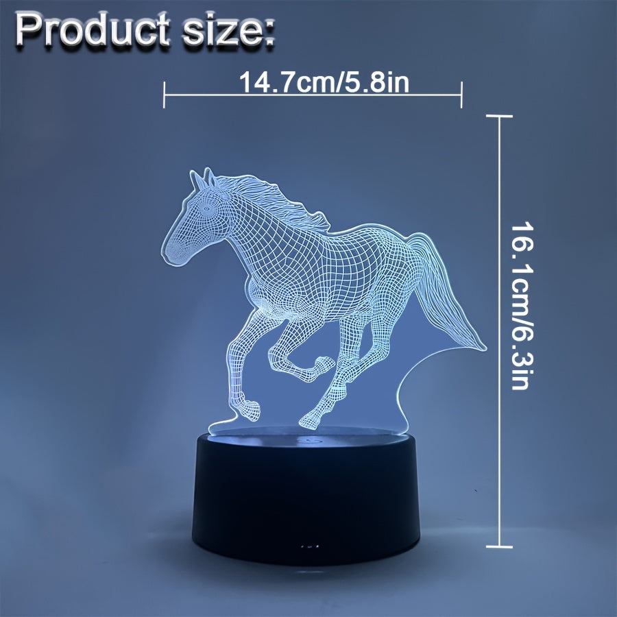 LED Horse Night Light RGB Seven-Color Touch Control Table Lamp for Home Decor